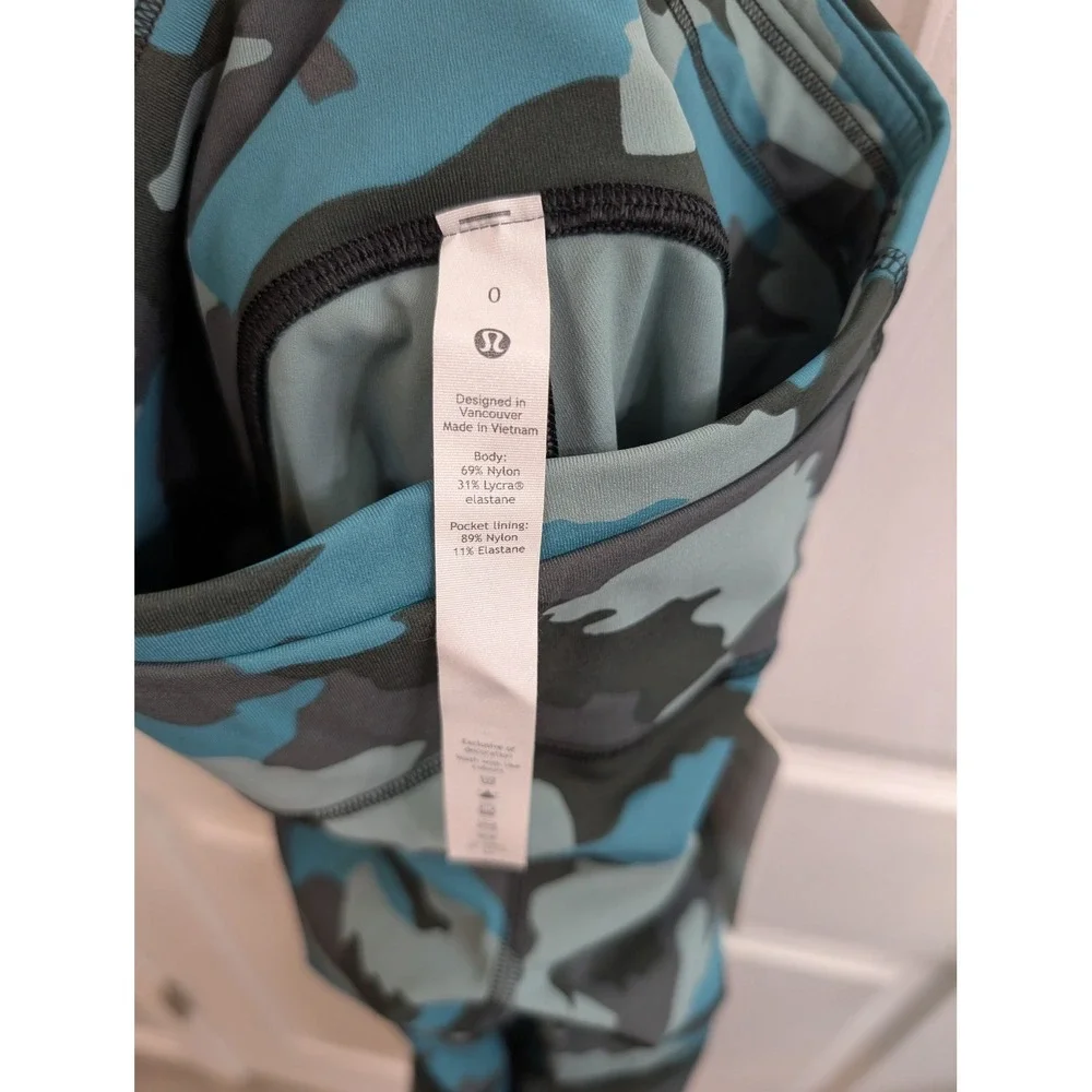 Lululemon Base Pace HR Tight Heritage 365 Camo Tidewater Leggings NWT -‎ Size 0